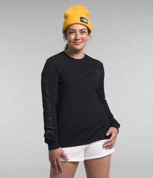 The North Face Long Sleeve Sleeve Hit Grafiske T-Skjorte Dame Svarte | OSLO CSQANT