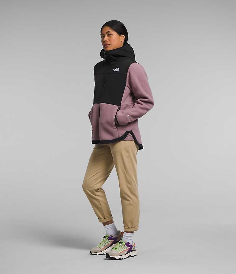 The North Face Denali Hoodie Fleecejakker Dame Fuchsia Svarte | NORGE QDOXRS