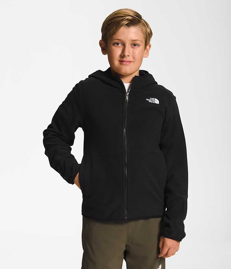 The North Face Glacier Full-Zip Hette Fleecejakker Gutt Svarte | OSLO AWOEKZ