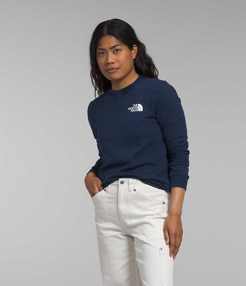 The North Face Long Sleeve Box NSE T-Skjorte Dame Marineblå | OSLO OZWQXI