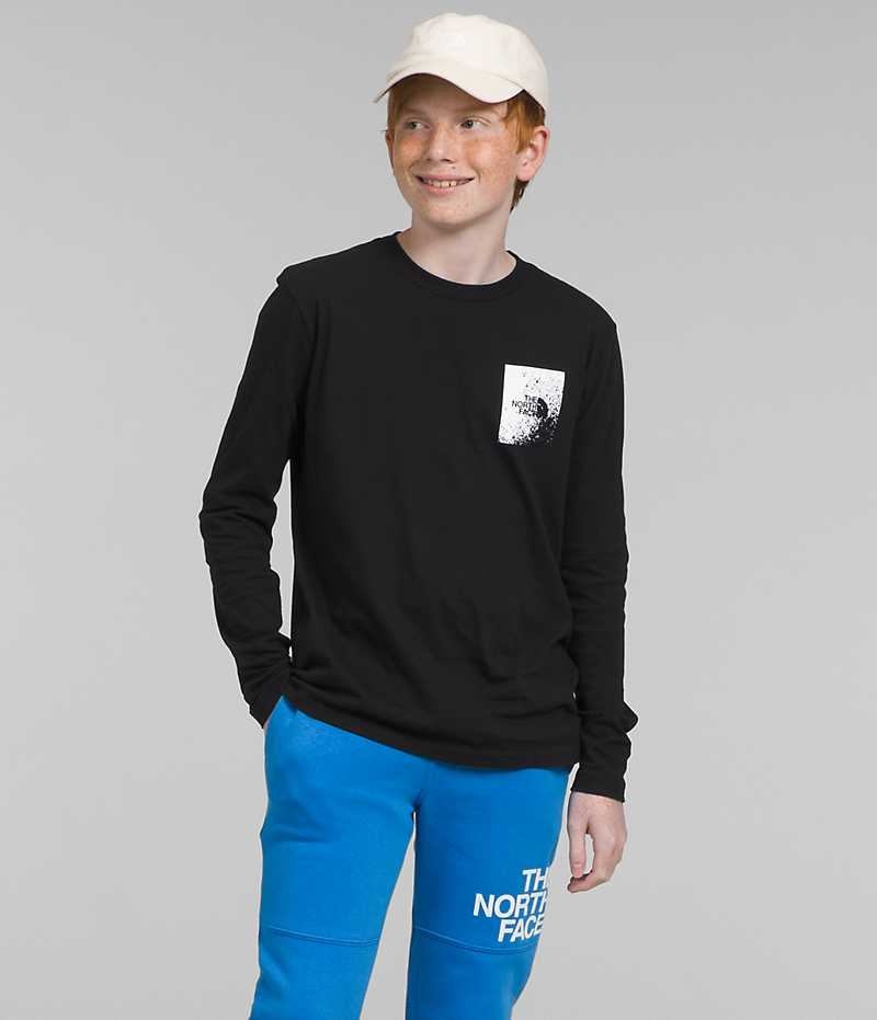 The North Face Long Sleeve Grafiske T-Skjorte Gutt Svarte | OSLO PJABXG