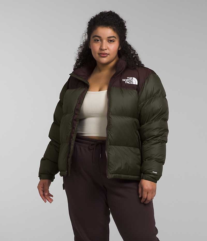 The North Face Plus 1996 Retro Nuptse Dunjakke Dame Grønn Brune | NORGE RJXTKV